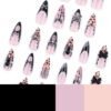 JP3611-Reusable Gothic French Press On Nails: Y2K Spiders, 3D Bows & Leopard Glam – Revolutionize Your Nail Game (Perfect for Expressing Your Dark Glam Mood!)
