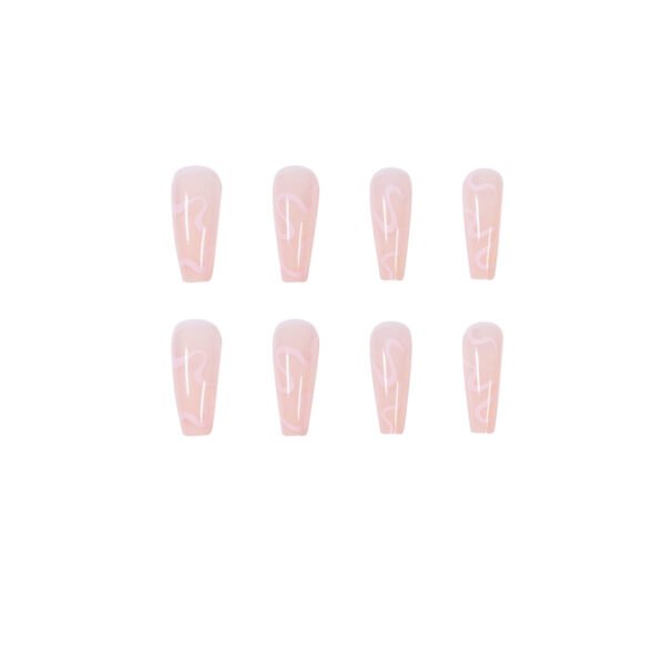 JP1083-🌸 Ballet Wave Pink Press-Ons: Minimalist French Perfection, Waterproof & Reusable​​ For Elegant Realists & Effortless Dreamers – Salon-Grade Waves in 90 Seconds