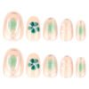 ​​JP3993-Emerald Summer Dream: Watercolor French Almond Press-Ons with Botanicals​​ ​​Salon-Worthy Nails in 90 Seconds? Oui.​