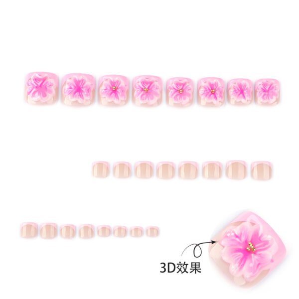 JP3814-Effortless French Toe Nails with 3D Flowers | Reusable Summer Pedicure Kit​