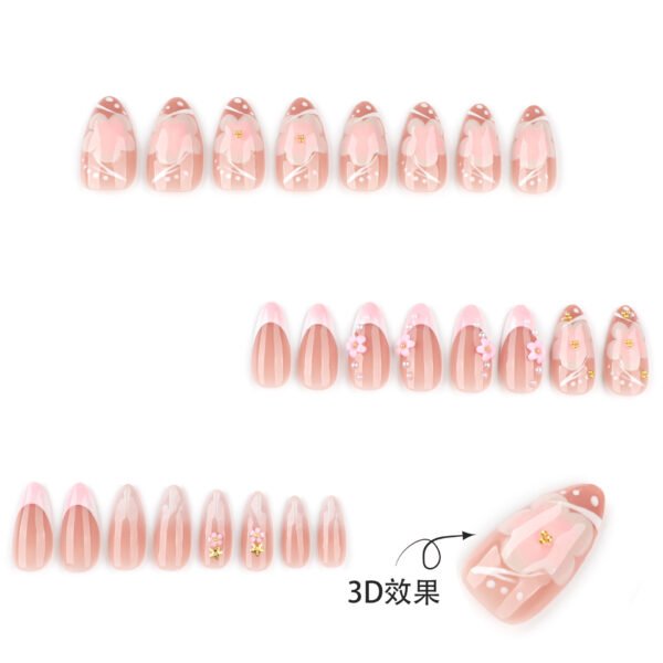 O1CN01Pv90Jo2NGHxzzI4Kp_!!4234819935-0-cib JP3860-French Almond Press On Nails | Easy Short Summer Nails with 3D Flowers | Reusable Gel Nails