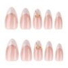 JP3924-Cloud Marble Almonds: Reusable Watercolor French Press-Ons | Effortless Luxury, Salon-Free ​​Salon Whites Gone Yellow? Meet Eternal Elegance.​