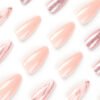 JP2362-Nude French Almond Press Ons with Rose Gold Sparkle ✨ Salon Glam in 5 Minutes, Zero Damage | Reusable & Waterproof​​  (For the Woman Who Demands Effortless Elegance. Nails That Kiss Light, Not Your Wallet.)