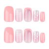 JP3685-Pink Stardust Ballet Squares: Reusable French Fade Nails with Galaxy Lines | Waterproof Artistry