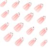JP3914-Botanical French Press Ons | Dainty White Floral Almond Shorties (Reusable & Waterproof)