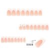 JP3890-Matte French Press On Nails | 3D Flower & Bow French Tips Reusable Mid-Length Square Nails - Waterproof Artisan Details