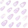 JP3886-Luxury French Manicure Press Ons | Reusable 3D Swan & Bow Designs (Short Almond)