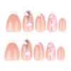 JP3869-Nordic Kiss French Almond Nails | 3D Heart Tip Press Ons | Waterproof Reusable Minimalist Manicure​​  ​​Subtitle:​​ Where Parisian Chic Meets Stockholm Minimalism – Zero Salon Damage