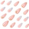 JP3876-Liquid Metal French Almond Nails | 3D Teardrop Design | Waterproof Reusable Salon Escape​​  ​​Subtitle:​​ Architectural Elegance That Defies Salon Chains