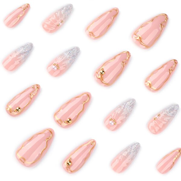 O1CN01Rnn0qH2NGHyfjLh1x_!!4234819935-0-cib JP3876-Liquid Metal French Almond Nails | 3D Teardrop Design | Waterproof Reusable Salon Escape Subtitle: Architectural Elegance That Defies Salon Chains
