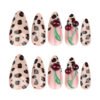 JP3688-Wolf & Cherries Press-Ons: Fluffy Snow French Tips ♞​​ Survives -4°F ski trips & mulled wine spills. Reusable ‘til Valentine’s!