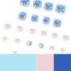 JP3817-Summer-Ready French Pedicure Toenails | Blue 3D Flower Press Ons (Reusable & Waterproof)