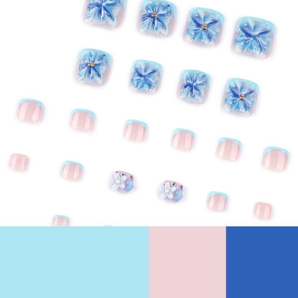 O1CN01ShcDg72NGHyX1FH4M_!!4234819935-0-cib JP3817-Summer-Ready French Pedicure Toenails | Blue 3D Flower Press Ons (Reusable & Waterproof)
