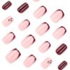 JP3933-The Silent Power Nail: Burgundy French Tip Square Press-Ons with Secret Cherry Daring ​​Salon Polish vs. Boardroom-Proof Edge​