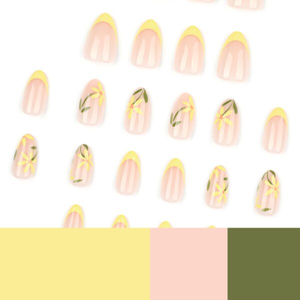 O1CN01TfS9hL2NGHyKSTHXm_!!4234819935-0-cib JP3938-Sunny Blooms Reusable Press On Nails: Effortless French Manicure with Floral Charm Short Almond Yellow Nails - Waterproof & Salon Quality Without the Salon Visit
