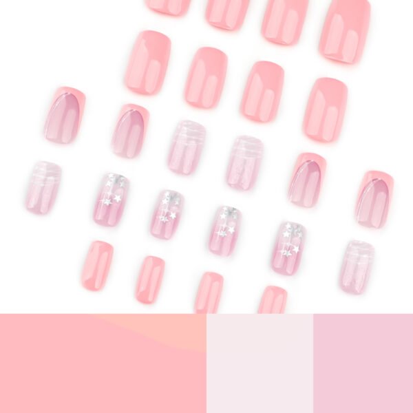 O1CN01TwiNUy2NGHw4Y5y6A_!!4234819935-0-cib JP3685-Pink Stardust Ballet Squares: Reusable French Fade Nails with Galaxy Lines | Waterproof Artistry