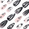 JP3529⚔️ ​​ Hellhound Nails: Rebel Almond French Tips with 3D Stars & Crosses (Salon-Slayer) - Waterproof Reusable  🖤 ​​​​ Arm Your Fingertips: 90-Second Concert-Ready Badassery That Outlasts Mosh Pits & Judgmental Relatives