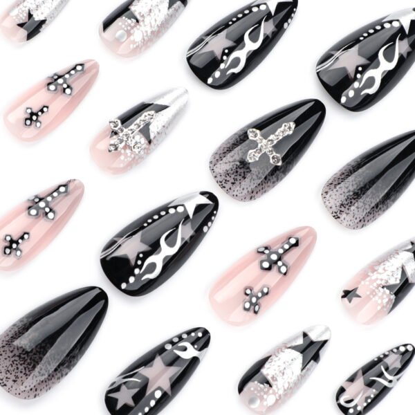 O1CN01UQP9NN2NGHuVO3qWd_!!4234819935-0-cib JP3529⚔️ Hellhound Nails: Rebel Almond French Tips with 3D Stars & Crosses (Salon-Slayer) - Waterproof Reusable 🖤 Arm Your Fingertips: 90-Second Concert-Ready Badassery That Outlasts Mosh Pits & Judgmental Relatives