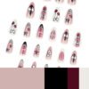 JP3964-Y2K Sweet Punk Almond Press Ons | Bestseller Reusable Shorties Salon-Defying Attitude in 90 Seconds - Waterproof & Drill-Free