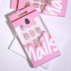 JL0683-Instantly Polished: Short Square Polka Dot & Cat Eye Nails with Glitter Bows (Reusable & Waterproof)