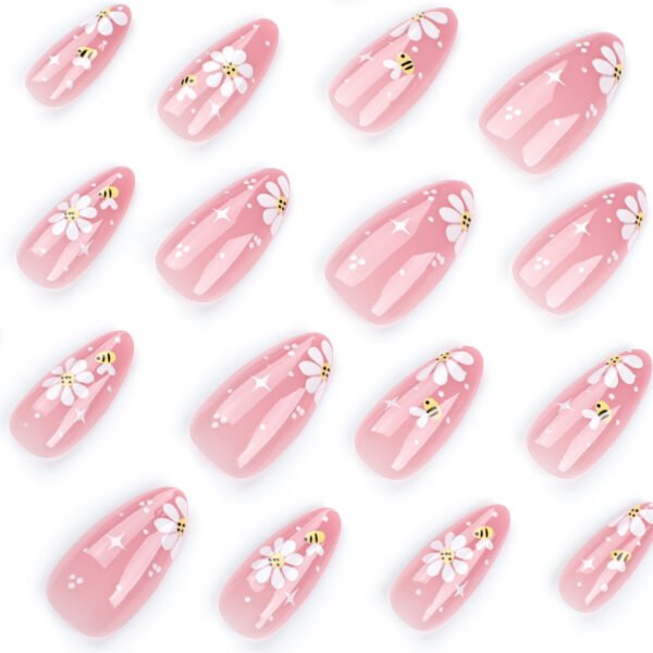 O1CN01VPU2y72NGHrFpWand_!!4234819935-0-cib JP3287-Sun-Kissed Garden Reusable Press-On Nails French Tip Short Almond Nails with 3D Bees & Starburst Blooms — Summer’s Sweetest Salon Escape