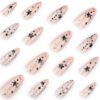 JP3748-Galaxy Rebel Almond Press-Ons: Reusable Black Star Nails with Diamond Glitter | Waterproof + Lightning-Fast