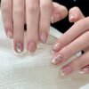 JL0683-Instantly Polished: Short Square Polka Dot & Cat Eye Nails with Glitter Bows (Reusable & Waterproof)