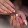 JP3649-Citrus Splash Reusable Press-On Nails​​ 3D Lemon & Orange Slices on Crisp French Tips – Summer’s Juiciest Salon Escape