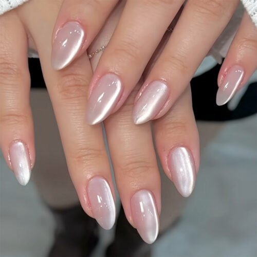 JP3975-✨ Effortless Elegance: Kiss Goodbye to Salon Hassles with French Cat Eye Press-On Nails!
