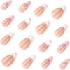 JP3866-Blushing French Petals Press-Ons: 3D Camellias & Diamonds That Won’t Quit ✿​​ Salon sparkle in 7 mins, swim-proof for 14 days. Nail damage? Never heard of her.