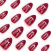 JP3639❤️ ​​​​ Valentine Armor Nails: Red French Tips with Silk Bows - Reusable Waterproof Kiss Resistant  💋 ​​ Your Secret Weapon Against Awkward Gifts & Dull Parties: 5-Minute Holiday Confidence Upgrade