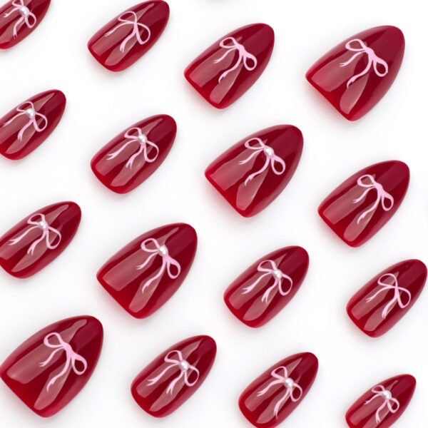 O1CN01WMbajn2NGHvnLWhqs_!!4234819935-0-cib JP3639❤️ Valentine Armor Nails: Red French Tips with Silk Bows - Reusable Waterproof Kiss Resistant 💋 Your Secret Weapon Against Awkward Gifts & Dull Parties: 5-Minute Holiday Confidence Upgrade