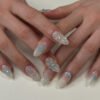 ​JP3425-Azure Dreams: Reusable French Blue Ombré Almond Nails w/ 3D Lemons & Bows​​ (Salon-Grade Fantasy – Zero Hassle)