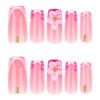 JP3894-French Pink Zebra Nails | Medium-Length Square Press-Ons with 3D Florals