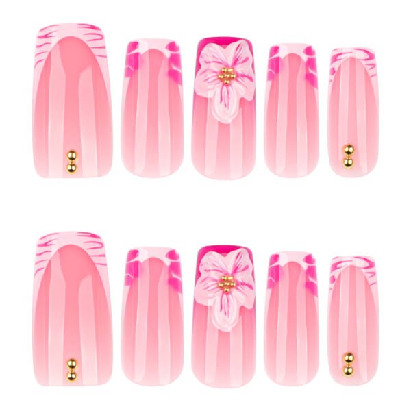 O1CN01X1dp8k2NGHyZGeLJ1_!!4234819935-0-cib JP3894-French Pink Zebra Nails | Medium-Length Square Press-Ons with 3D Florals