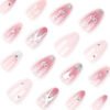 JP3223-🎀 ​​​​ Starry Blush French Tips: Reusable Press On Nails with Crystal Bows & Watercolor Ombre (10 Min Salon Escape)  ✨ ​​TikTok’s #1 Trending Nail Hack: Salon Glam at Drugstore Prices - Zero Tools, Endless Re-Wears