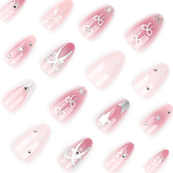O1CN01X5dOKN2NGHsBwEncr_!!4234819935-0-cib JP3223-🎀 Starry Blush French Tips: Reusable Press On Nails with Crystal Bows & Watercolor Ombre (10 Min Salon Escape) ✨ TikTok’s #1 Trending Nail Hack: Salon Glam at Drugstore Prices - Zero Tools, Endless Re-Wears