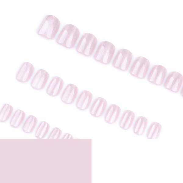 JP3730-💗 Ballet-Ready Radiance in Minutes: Pink French Cat Eye Press-Ons!