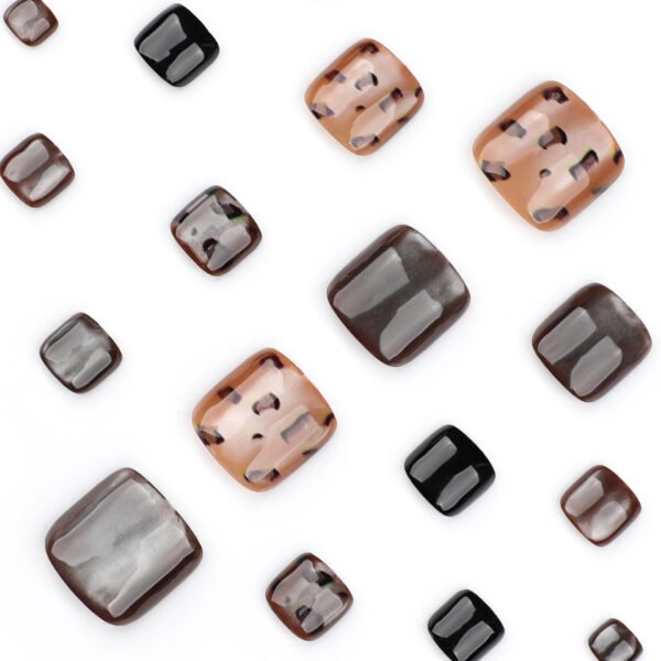 JP3703-Leopard & Cat Eye Toe Press Ons | Bling French Pedicure | Salon-Grade Waterproof Tabs ​​Reveal Rebel Toes: Swimsuit-Ready Wild Glam in 5 Minutes​