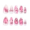 JP3710-Sweet & Sour Almond Press Ons | 3D Hearts & Bows | Reusable Salon-Grade Nails​​  ​​Subtitle:​​ Your Passport to Edgy Feminine Energy - Salon Drama Free