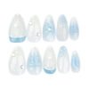 ​JP3425-Azure Dreams: Reusable French Blue Ombré Almond Nails w/ 3D Lemons & Bows​​ (Salon-Grade Fantasy – Zero Hassle)