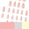 JP3876-Liquid Metal French Almond Nails | 3D Teardrop Design | Waterproof Reusable Salon Escape​​  ​​Subtitle:​​ Architectural Elegance That Defies Salon Chains