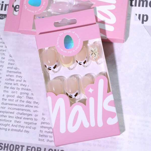 JL0688-Salon-Quality French Ombre Nails Without the Chair Time: Short & Sweet 3D Floral Magic (Reusable & Waterproof)