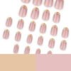 JP3550-Effortless Luxury Press On Nails: Short Rounded French Tips with Gold Foil & Edges ​​Nail Salon Elegance in 5 Minutes: Reusable, Waterproof & Damage-Free​