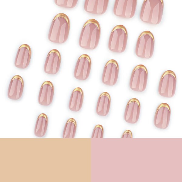 O1CN01Xw0ywY2NGHvWvfLnX_!!4234819935-0-cib JP3550-Effortless Luxury Press On Nails: Short Rounded French Tips with Gold Foil & Edges Nail Salon Elegance in 5 Minutes: Reusable, Waterproof & Damage-Free