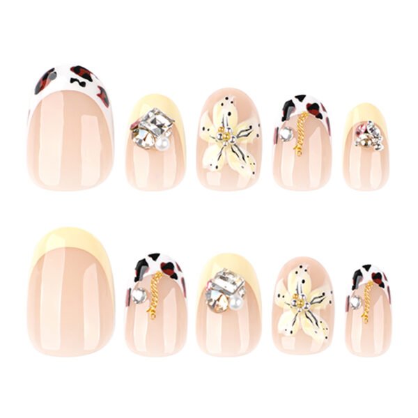 JL0688-Salon-Quality French Ombre Nails Without the Chair Time: Short & Sweet 3D Floral Magic (Reusable & Waterproof)
