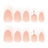 JP3890-Matte French Press On Nails | 3D Flower & Bow French Tips Reusable Mid-Length Square Nails - Waterproof Artisan Details