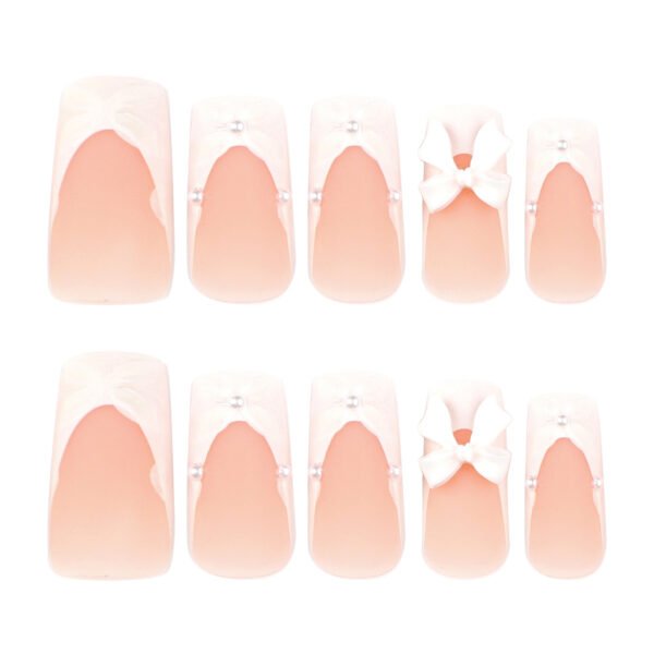 O1CN01YPfTJE2NGHyAFnSx1_!!4234819935-0-cib JP3890-Matte French Press On Nails | 3D Flower & Bow French Tips Reusable Mid-Length Square Nails - Waterproof Artisan Details