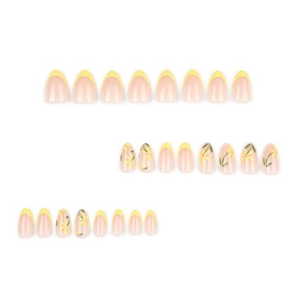 O1CN01YVf2Ab2NGHyLVrkju_!!4234819935-0-cib JP3938-Sunny Blooms Reusable Press On Nails: Effortless French Manicure with Floral Charm Short Almond Yellow Nails - Waterproof & Salon Quality Without the Salon Visit