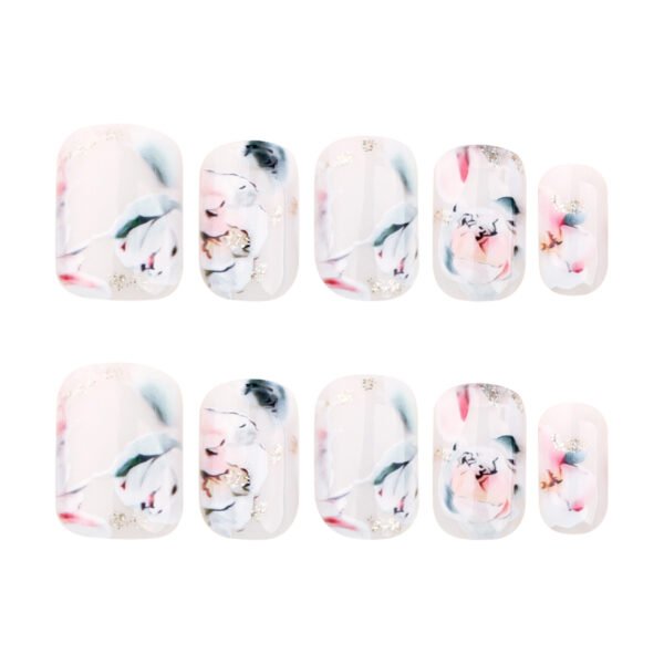 O1CN01YYujti2NGHvLR1Dcs_!!4234819935-0-cib JP3489-Sophisticated Chinese Floral Press On Nails - Reusable Short Square French Tips Bring Tranquil Beauty to Your Fingertips. Salon-Grade Elegance, Zero Commitment.